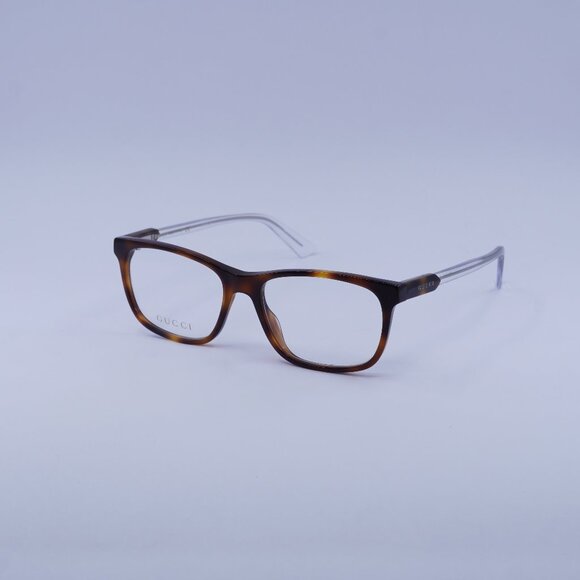 Gucci GG0490O 003 Eyeglasses Havana/Transparent 53mm Rectangle Frame - Picture 1 of 11
